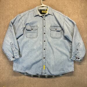 Stanley Flannel Lined Denim Shacket Men's XL Long Sleeve Button Front Work Shirt